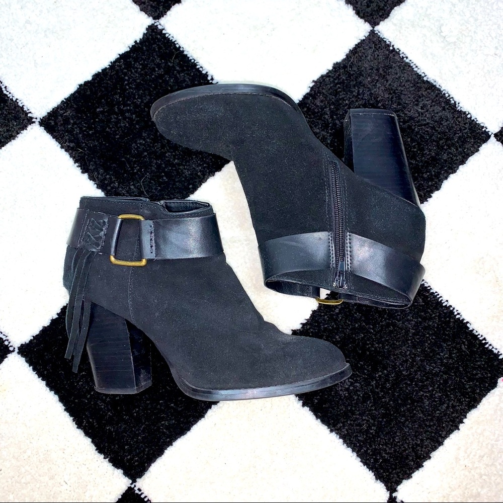 Black Tassel Buckle Bootie